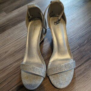 Dream Pairs chunky silver glitter low heel